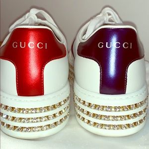 Gucci Ace New Bee Crystal Platform Sneakers